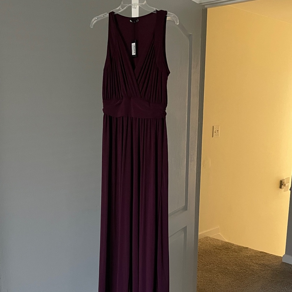 V-Neck Maxi Dress in Deep Wine